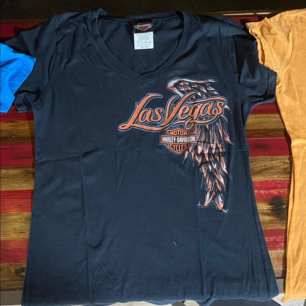 Harley-Davidson womens Flame Graphic Orange Tee - Picture 3 of 6